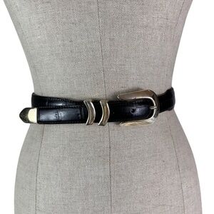 Genuine Vintage ONYX by BRIGHTON Men's Black Italian Calfskin Belt Size 46 L